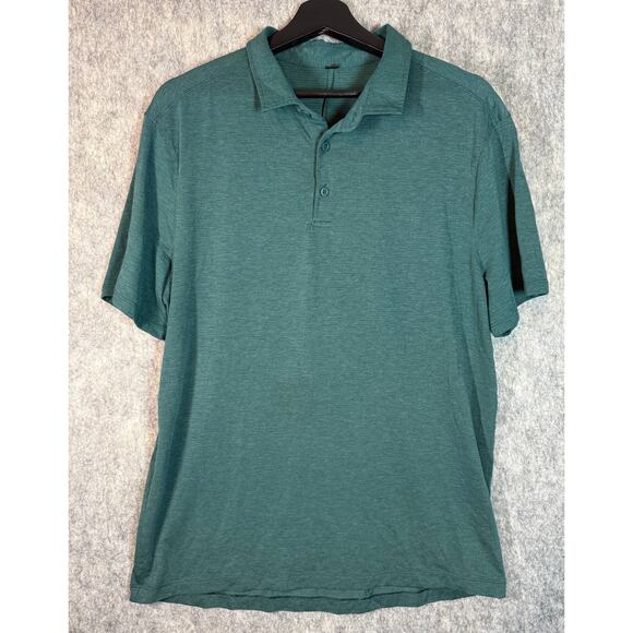 Lululemon Mens Evolution Green Short Sleeve Polo Shirt - Large - Picture 1 of 6